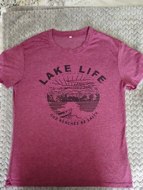 4 For $24 Lake Life Graphic Tee - Berry Pink Size M